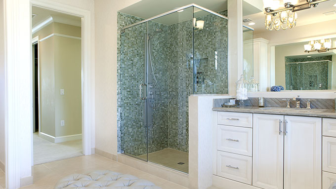 Remodeled Master Bath with Custom Shower Glass Door - Savannah Glass - Savannah, GA